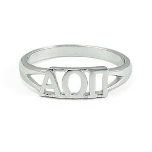 Alpha Omicron Pi Sterling Silver Ring - AOII
